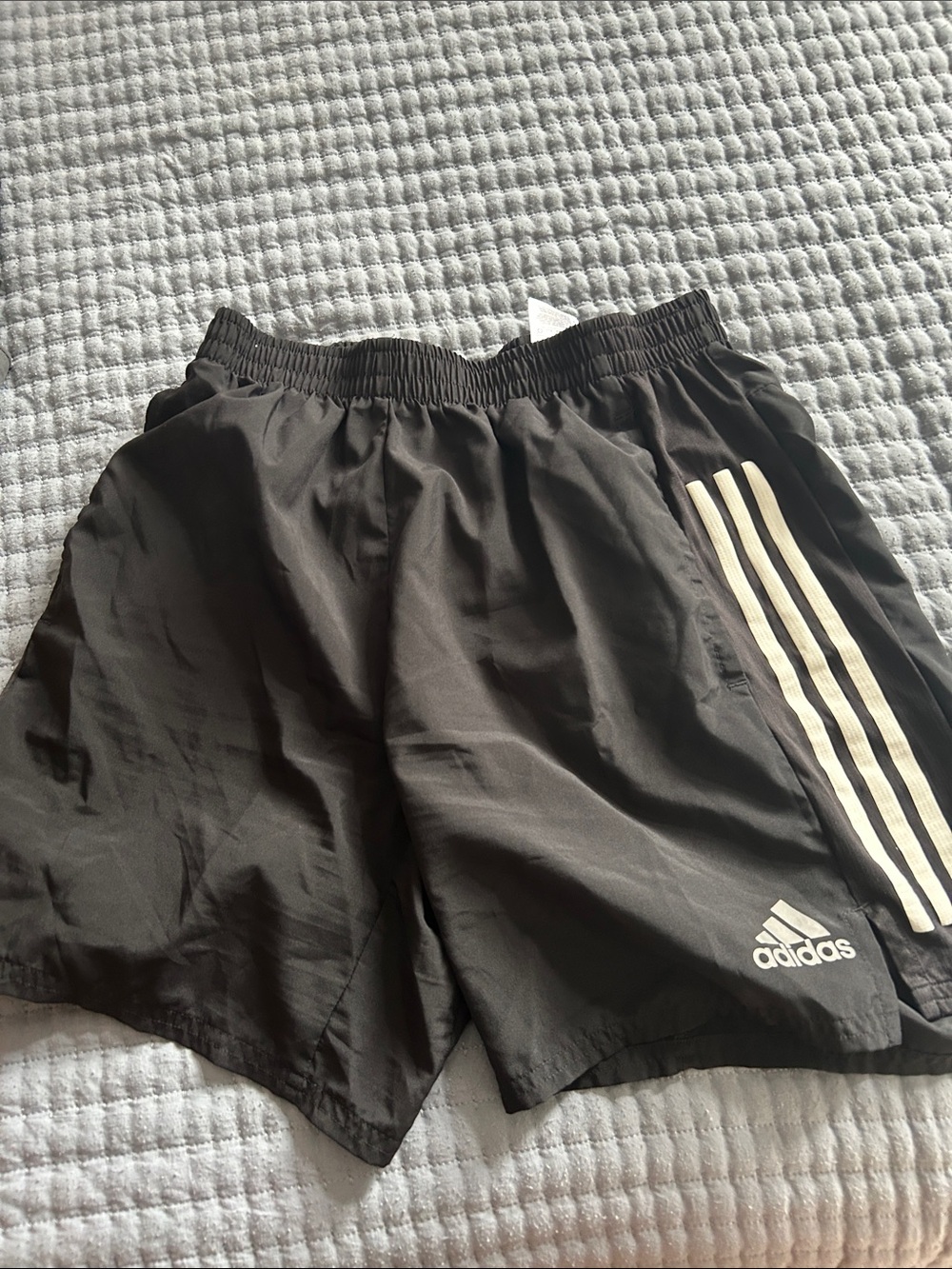 adidas Black Men’s Athletic Shorts with White Side Stripes